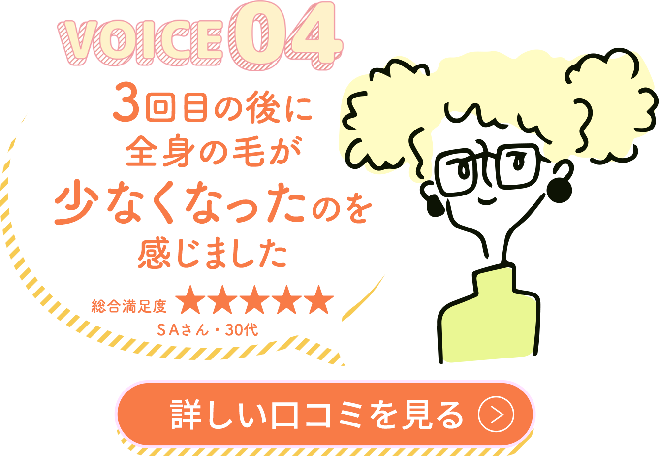 3回目の後に全身の毛が少なくなったのを感じました